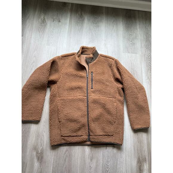 Men's Brown Fleece Zip Up Jacket. Size Large, New - Picture 1 of 6